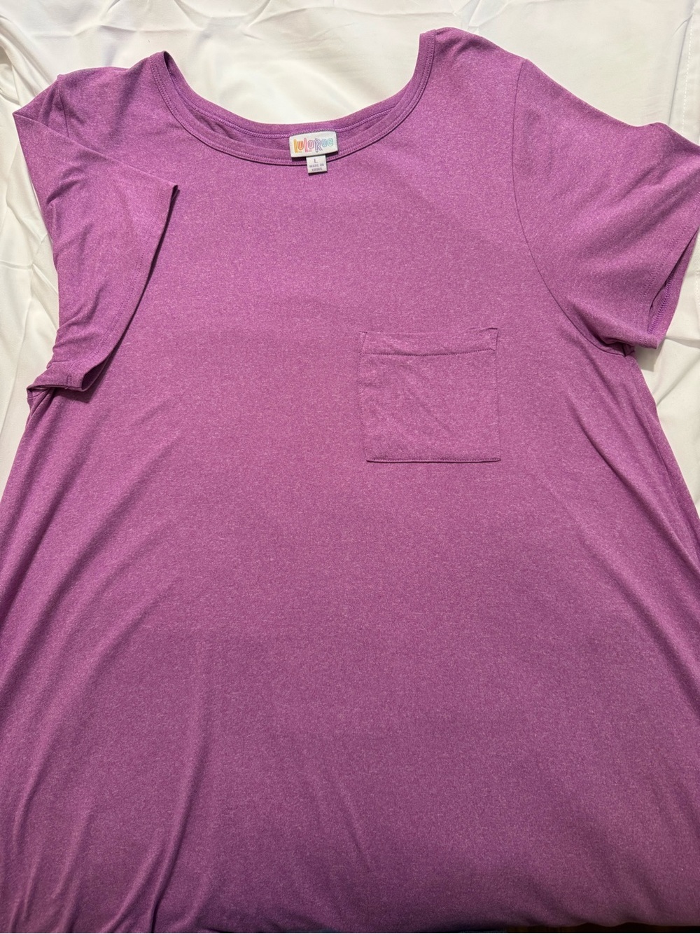 LuLaRoe Carly Women's Short Sleeve Pocket Dress  - Magenta Purple
